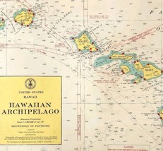1970s Hawaiian Islands Placemat Depth Chart Maritime Nautical Signals DW... - $24.99