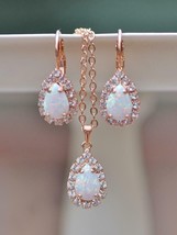 4.50Ct Pear Cut Simulated Fire Opal Women&#39;s Jewelry Set 14K Rose Gold Plated - £120.26 GBP