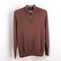 Croft &amp; Barrow Men&#39;s L Brown 1/4 Zip Mock High Neck Pullover Casual Sweater - $10.00