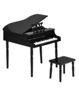 30-Key Wood Toy Kids Grand Piano with Bench &amp; Music Rack-Black - Color: ... - $192.60 CAD
