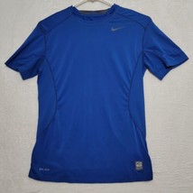 Nike Pro Combat Mens T Shirt Size M Medium Blue Dri-Fit Short Sleeve Fitted - £14.55 GBP