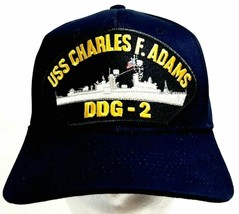 Uss Charles F. Adams DDG-2 Patch Hat Baseball Cap Adjustable Navy Blue Acrylic - £10.17 GBP