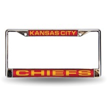 NFL Kansas City Chiefs Red Laser Chrome Acrylic License Plate Frame - £23.59 GBP