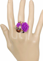 Purple Acrylic Flower Plum Crystal Everyday Casual Cluster Ring Costume ... - $15.68