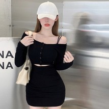 For women hollow out sexy bodycon dress autumn long sleeve club slash neck off shoulder thumb200