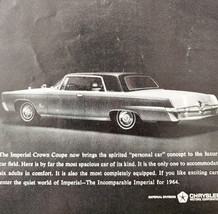 1964 Chrysler Imperial Crown Advertisement Automobilia Classic Luxury DW... - $19.99