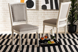 Oxley Inspired Gray Fabric Upholstered and White 2Pc Dining Chair Set - $2,684.25 MXN