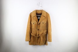Vintage 60s 70s Mens 40 Distressed Lined Suede Leather Belted Western Jacket - £94.92 GBP