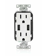 Leviton T5632-W 3.6A USB-A Wall Outlet Charger with 15A Tamper-Resistant... - $40.40 CAD