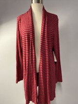 NWT Chico&#39;s Zenergy Plush Red and Gray Open Cardigan Long Sleeve Size XL - $28.49