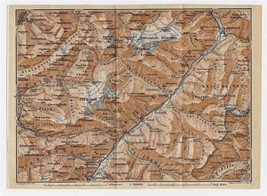 1930 Original Vintage Map Of Vicinity Of Samedan Zernez Engadin / Switzerland - £17.13 GBP