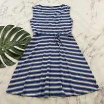 Talbots Fit and Flare Dress Size M Blue White Striped Stretch Knee Length - £22.94 GBP