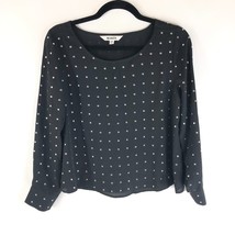 BB Dakota Womens Blouse Top Studded Long Sleeve Scoop Neck Black XS - £6.16 GBP