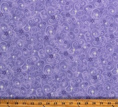 Cotton Magical Swirls Stars Sparkles Glitter Purple Fabric Print by Yard D777.52 - £7.95 GBP