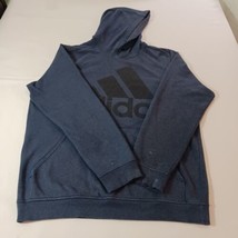 Adidas Men&#39;s Blue Cotton Blend Drawstring Pullover Hoodie Sweatshirt Size Large - $19.79