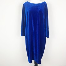 Calvin Klein Womens Dress Cobalt Blue Size 16 Velvet 3/4 Bell Sleeve Round Neck - £39.56 GBP