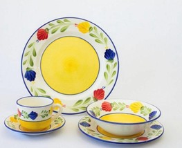 Vintage Pottery Tableware Set 5 Pcs Ceramic 100% Hand Painted  in Carmen... - $85.00