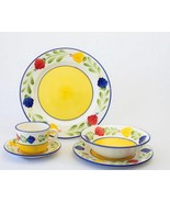 Vintage Pottery Tableware Set 5 Pcs Ceramic 100% Hand Painted  in Carmen... - £66.61 GBP
