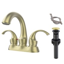 Bathroom Faucet 2-Handle Brushed Gold with Aerator, Swan Style 4-inch Centerset  - £112.91 GBP