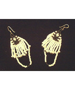 Black &amp; White NATIVE SEED BEAD EARRINGS with Authentic SILVER EAR LOOPS - $264.54 MXN