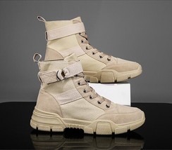 New Men Boots Shoes New Designer Spring Autumn Street Fashion Canvas High Tops C - £38.82 GBP