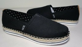 Skechers Bobs Size 7.5 BREEZE Black Canvas Jute Loafers Flats New Womens Shoes - £85.35 GBP