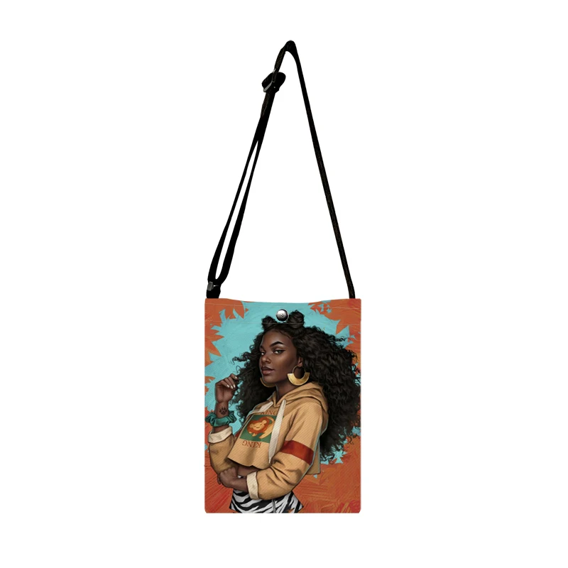Sexy Afro Lady Girl Print Small Messenger Bag Africa Beauty Mini Crossbo... - $20.47