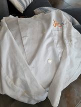 Chef jacket unisex damaged with soy sauce stains - £4.43 GBP