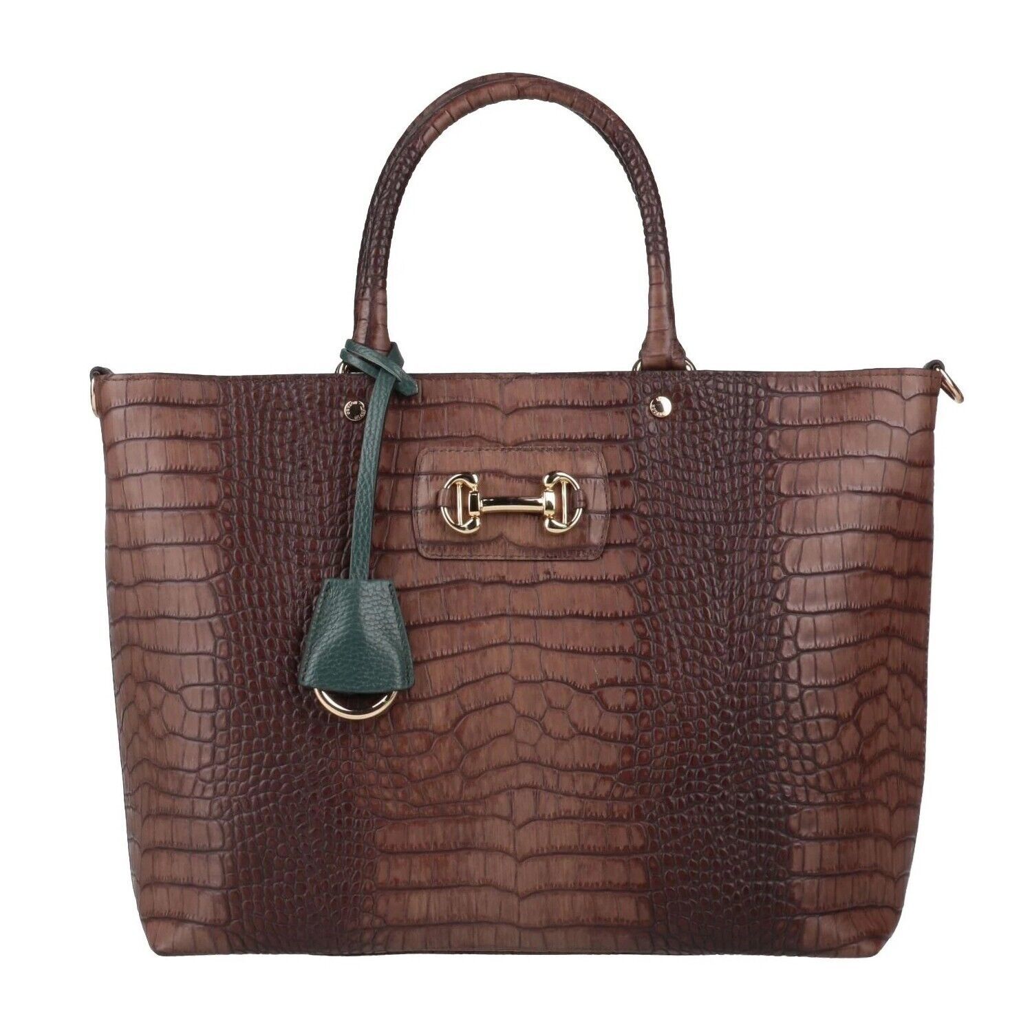 Primary image for Gianni Notaro Italian Made Brown Crocodile Embossed Leather Large Tote Handbag
