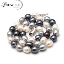 50cm Freshwater Natural Pearl Necklace Women,Multi Color Genuine Fine Wedding Ch - £57.49 GBP
