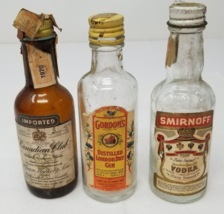 1970s Empty Travel Miniature Bottles Gordon&#39;s Smirnoff Canadian Club Nip - $11.35