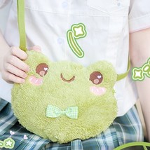 Cute Green Frog Shoulder Bag Plush Doll Crossbody Bag Casual Women Messenger Bag - £16.08 GBP
