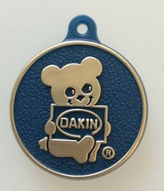 Vintage Dakin logo 1.25&quot; diameter - Silver Bear on Blue Heavy Plastic - £9.39 GBP