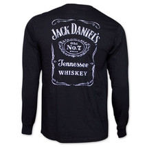 Jack Daniel&#39;s Classic Label Long Sleeve Graphic Tee Shirt Black - £29.52 GBP+