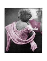 1950s Reversible Blouse, V Neck or Round Neck, Shawl- 2 knit patterns  (... - $3.75