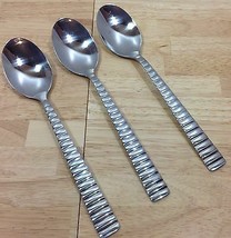 Cambridge Fracto Mirror 3 Place Oval Soup Spoons Stainless Modern Flatware - $23.36