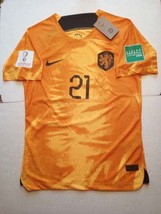 Frenkie de Jong Netherlands 2022 World Cup Match Slim Orange Home Soccer Jersey - £79.69 GBP