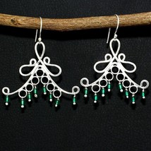 Natural Green Onyx Round Gemstone Handmade Earring For Women&#39;s Jewelry - £4.69 GBP