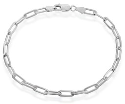 Paperclip Linked Chain Sterling Silver Bracelet - £41.09 GBP