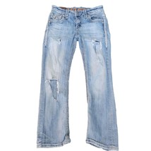 Mens Rock Revival Jeans &quot;Themis&quot; Ice Blue Leather Inserts Faux Boot 30 X 28L - £51.60 GBP