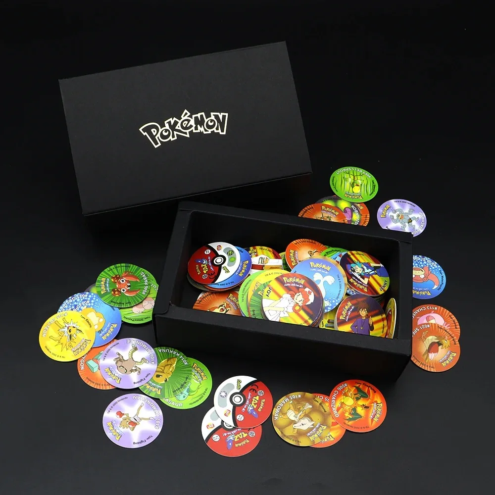 Pokemon 1-2st Edition Tazos Album Card Book Box Plastic Pogs Round Stroke - £27.32 GBP