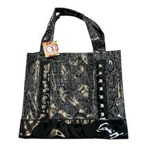 OP Black Snake Print Studded Tote Bag Patent Faux Leather Large Shoulder... - $16.20