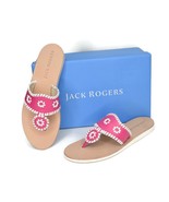 Jack Rogers Sandals Womens Boating Jacks Leather Non Slip Magenta White ... - £48.27 GBP