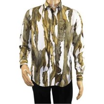 Men Sports Shirt by DE-NIKO Long Sleeves Fashion Print Modal Nk20188 White Olive image 3