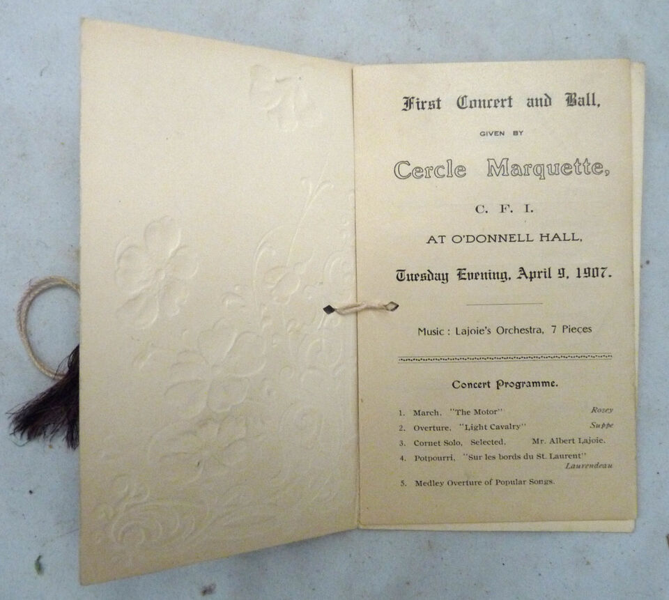 1907 Concert Ball program Vixtorian cercle Marquette CFI O'Donnell Hall NH Item image 3