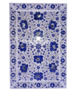 12&quot;x18&quot; White Marble Tray Plate Genuine Lapis Lazuli Inlaid Art...-
show... - $826.87 CAD