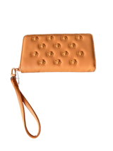 Betsey Johnson Skull Studded Zip Wristlet Wallet Orange - $89.07