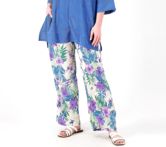 Cuddl Duds Crepe Knit Resort Pants - Purple Floral, 2X - £16.26 GBP