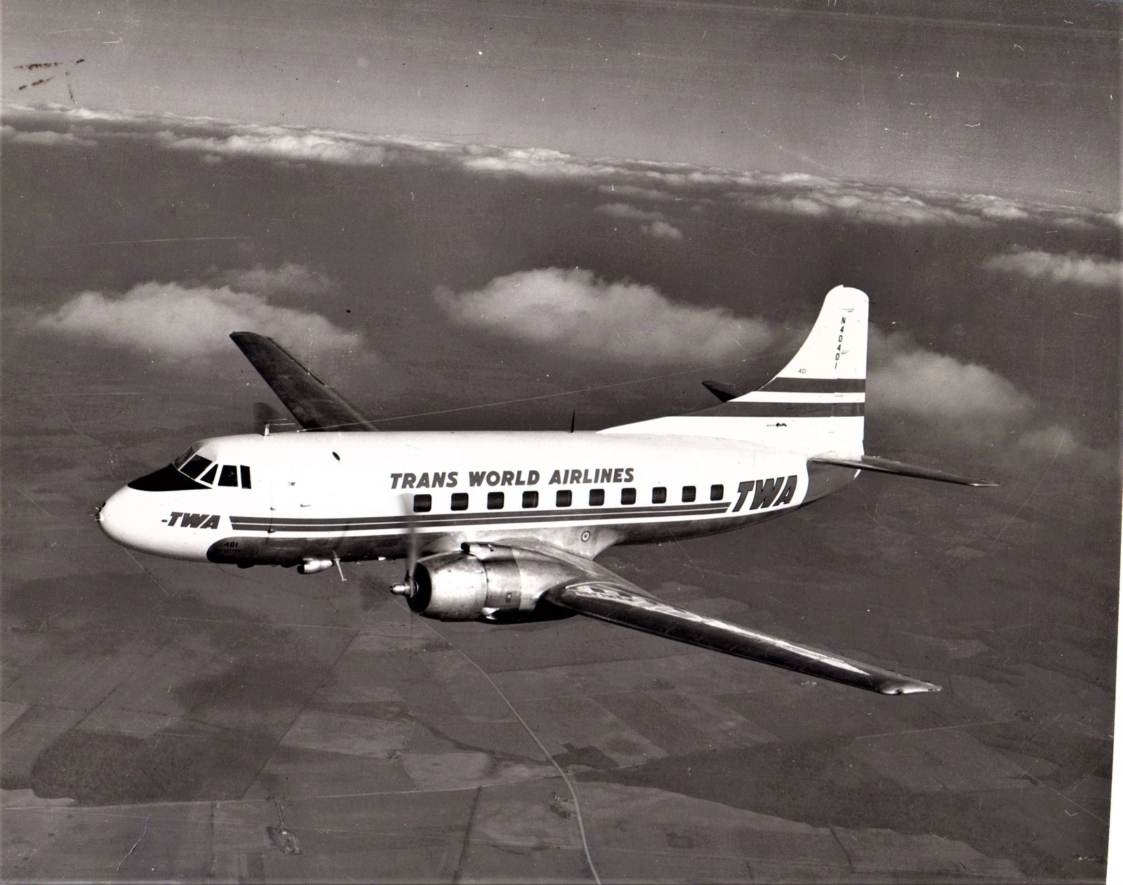 Photographs of Trans World Airlines 2 TWA Twin Engine Martin Airplanes  - $3.80