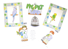 My Mind&#39;s My Pet Bird Scrapbook Die Cuts  Frames 9 Piece Set - £4.38 GBP